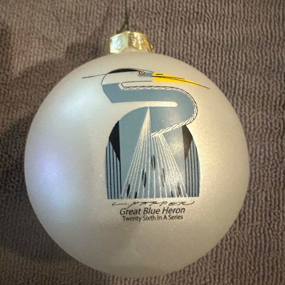 Charley Harper Studios Great Blue Heron Christmas Ball Ornament 26th in Series